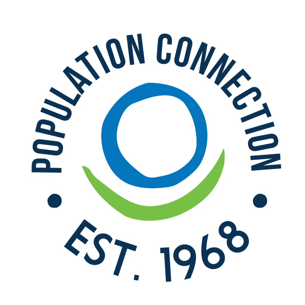 Logo of Population Connection, featuring a circular design in blue and green with the text 'POPULATION CONNECTION' and 'EST. 1968'.